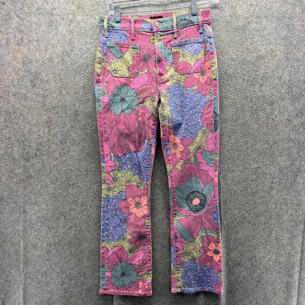 MOTHER Floral Print Jeans in Pink, Purple, Green